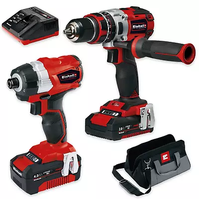 Einhell Power Tool Set Combi Drill Impact Driver BRUSHLESS Kit Power X-Change • £169.95