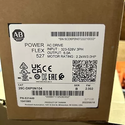 Allen Bradley Power Flex 527 - 25C-D6P0N104 - 3HP (2.2 KW) - 3 Phase • $969