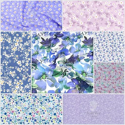 Rose & Hubble Purple Lavender Lilac Floral Fabrics 100% Cotton Poplin • £4.75