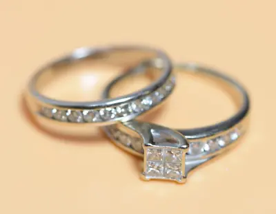 Diamond Rings Set White Gold 14k Size 8.75 • $1557.37