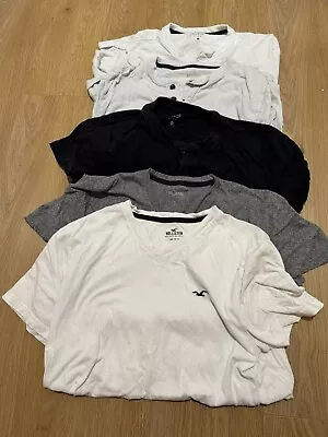 5x Hollister T-shirts Henley V Neck White Grey Men’s Size Medium / Small • £7.99