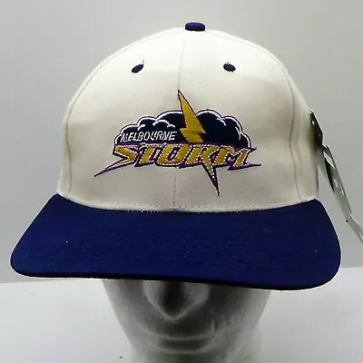 NRL MELBOURNE STORM CAP Raw Cotton & Navy Blue Peak Adjustable NEW! • £15.63