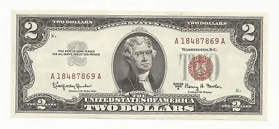 CRISP AU/CU 1963-A $2 Dollar Bill Red Seal United States Note UNC UNCIRCULATED • $20