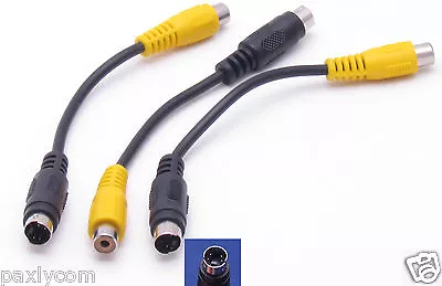 Lot Of 3 Pieces Of  4 PIN S-VIDEO Male To AV/TV/RCA Plug Female Cable M To F  • $10.95