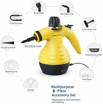 £26.99 • Buy Portable Steam Cleaner With 9 Attachments Powerful Multi-surface Technology