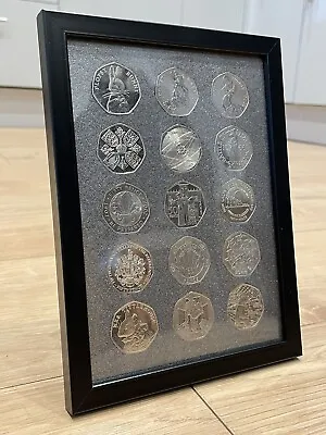 50p Display Frame Case  Wall Hanging Case 15 Fifty Pence Coin Collection Gift • £12.95