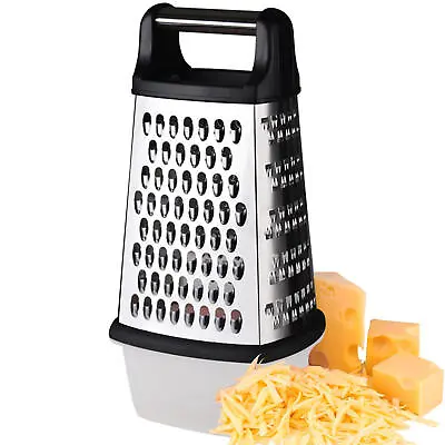 Stainless Steel Box Grater 4 Sided Cheese Grater Kitchen Food Vegetable Shredder • $15.57