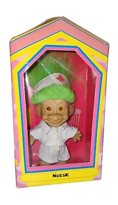 Vintage 1998  TROLLKINS  NURSE Green  Hair New In Box  Trolls Troll  • $42.38