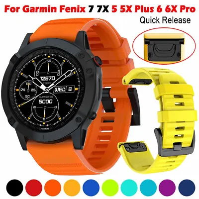 Silicone Quick Watch Band Easy Fit Strap For Garmin Fenix 7X 7 6X 6 5X 5 Epix • $13.19