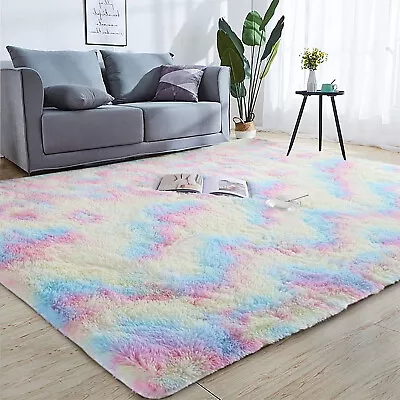 Fluffy Rugs Anti-Slip Large Shaggy Rug Super Soft Mat Living Room Bedroom Carpet • £14.99