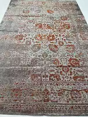 Oriental Machine Made Wool Area Rug Turkish Oushak Gray/Rust/Blue 5'2  X 7'7  • $448