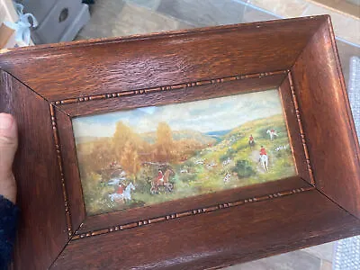 Antique Hunting Horse And Hounds Painting - C • £9.99