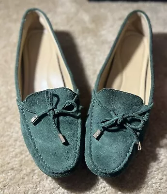 Michael Kors Sutton Ivy Green Suede Leather Mocassins Loafer Flats Shoes 9m • $40