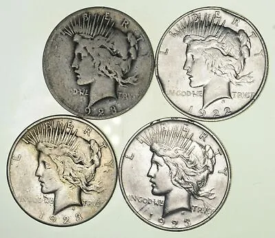 Bulk Lot CULL (4) 1922-1925 Peace Silver Dollar 90% Eagle Collection 1/5 Roll • $126.95