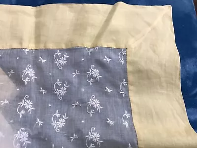 Vinatge Cream Embroidered Organza Madeira Linen Yellow Square Tablecloth 40 X40” • $22