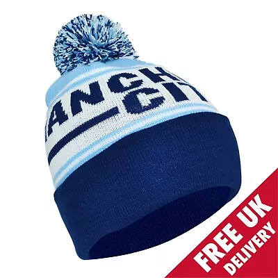 £10.99 • Buy Manchester City Bobble Hat Adult One Size - Football Gift Souvenir