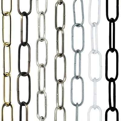 ElekTek Lighting Chain 38x15 Open Link Choose Colour Ceiling Hook Pendant Per 1m • £4.54