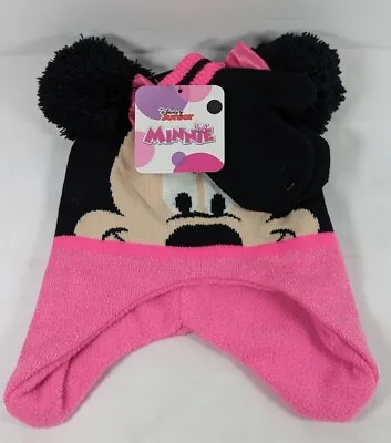 Disney Junior Minnie Mouse Kids Knit / Fleece Hat & Gloves Set One Size New • $7.59