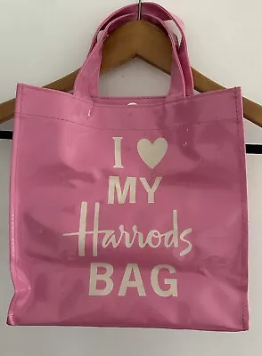 I Love My Harrods Tote Bag Nylon Fabric Handbag Pink Small Brand New • $45