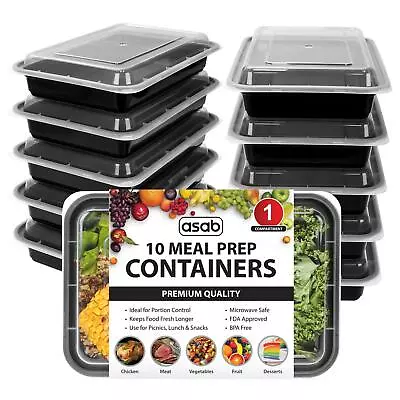 10 X Meal Prep Food Containers Microwavable BPA Free Plastic Lunch Box • £9.99