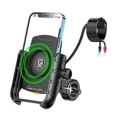 Motorcycle Phone USB Charger Holder Wireless Charging Handlebar Mount Waterproof • $34.10