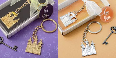 Gold Or Silver Castle Cinderella Fairy Tale Themed Keychains Wedding Favors • £2.61