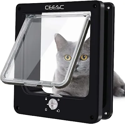 CEESC Cat Doors Magnetic Pet Door With Rotary 4 Way Lock For Cats • $19