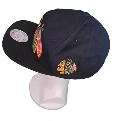 Mitchell & Ness Chicago Blackhawks NHL Snapback Hat Cap - Black/Side Patch • $12.59