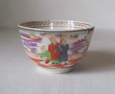 £25 • Buy Pearlware Tea Bowl With Coloured Printed Chinoiserie Scenes, Man With Top Hat