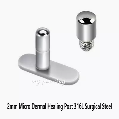 14G 2mm Micro Dermal Healing Post Internally Threaded 316L Surgical Steel • $1.95