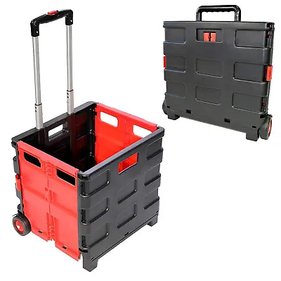 £21.99 • Buy Shopping Trolley Folding Cart Large 35kg Rolling Car Boot Foldable Storage Box