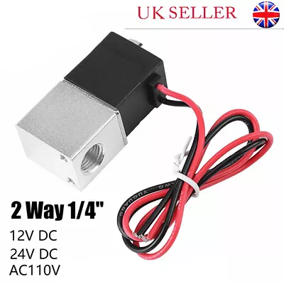 1/4  2 Way Normally Closed Pneumatic Aluminum Electric Solenoid Air Valve UK HOT • £10.48