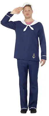 Sailor Man Costume Navy Nautical Fancy Dress Mens Adult Outfit Naval Officer • £17.99