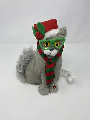 Gemmy Kitty Animated Dance Singing Cat  Deck The Halls  Christmas Plushy Glasses • $20