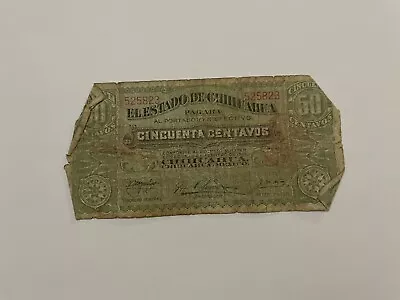 MEX Bank Notes: El Estado De Chihuahua 50 Centavos 1914 Series U No. 525823 • $1
