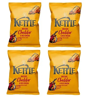 4 X KETTLE Chips Mature Cheddar & Red Onion Sharing Crisps Snacks 130g • $35.17