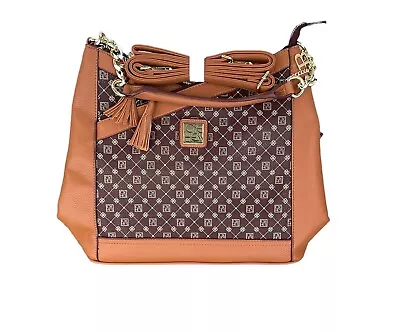 NWOT Jose Hess Women's Handbag/Cognac Brown/Elevated Plaque & Shoulder Strap. • $20