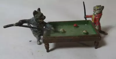 Vintage Vienna Bronze Cold Painted Cats Playing Billiards Miniature Figurine • $223.33