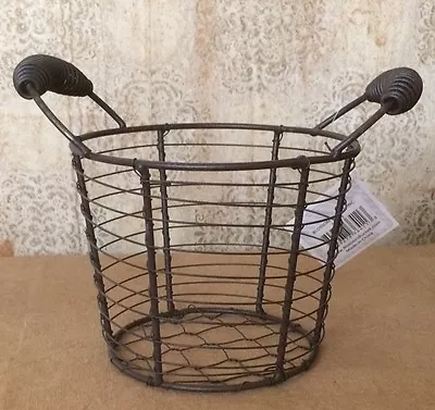 Primitive Country Wire Basket W/spring Handles • $6.99