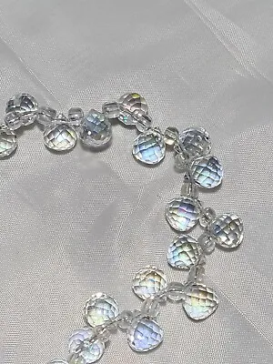 £2.95 • Buy 10 Clear Glass AB Plated Teardrop Drop Beads 9.5mm X 8mm (MYGB 128)