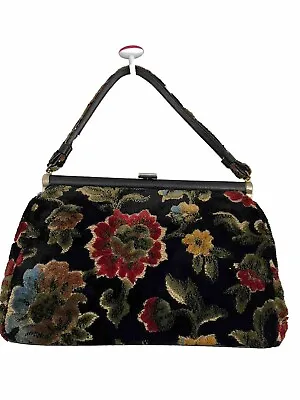 Vintage JR USA Carpet Bag Floral Tapestry Purse Handbag Retro 60s 70s • $62