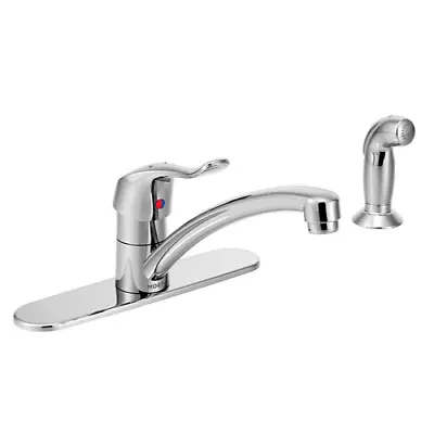 🆕 Moen 8707 M-DURA Commercial 1-Handle Low Kitchen Faucet W/Side Spray - Chrome • £77.13