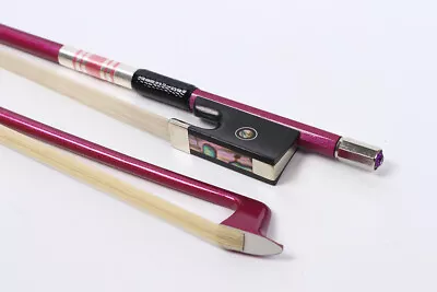 4/4 Violin Bow Pink Carbon FIber Ebony Frog Double Eyes With Drill Horse Hair  • $33.59