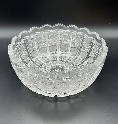 Bohemian Czech Queen Lace Bowl Crystal Glass 5 1/2” Vintage Hand Cut • $34.99