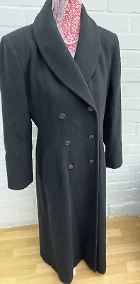 £129.99 • Buy Laura Ashley Black Riding Coat Maxi Fit Flare UK 14 Wool Cashmere Victorian