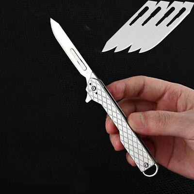 Stainless Steel Pocket Utility Folding Knife #60 Scalpel Blades Outdoor EDC Tool • $14.94