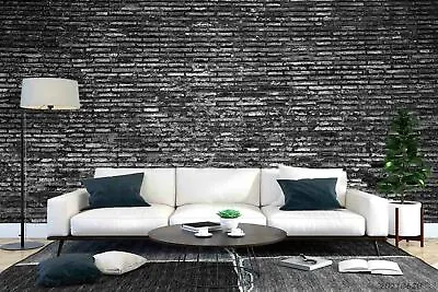 3D Black Brick Background Self-aIdhesive Removeable Wallpaper Wall Mural 1577 • $34.19