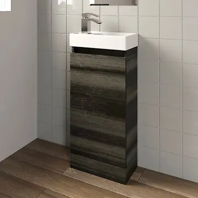 Charcoal Floor Standing 400mm Slim Vanity Unit Basin Sink Cloakroom Bathroom • £109.99