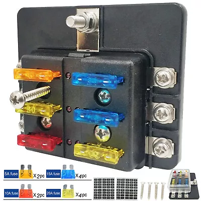 6-Way Blade Fuse Box Block Holder Indicator LED Light 12V-32V Car Marine ATO ATC • $20.39