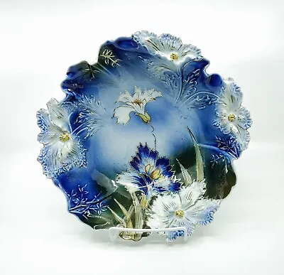 R.S. Prussia 9 ¾” Carnation Mold Cobalt Bowl • $350